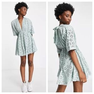 ASOS Broderie Eyelet Skater Mini Dress